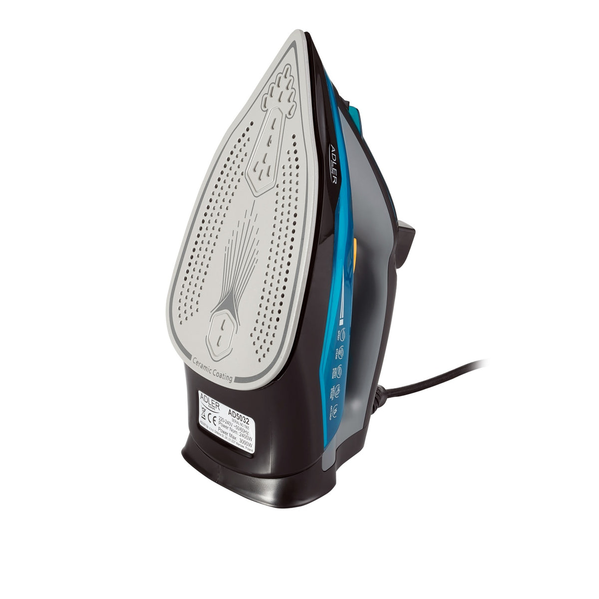 Ferro da Stiro a Vapore 3000W con Piastra in Ceramica, Vapore Verticale e Anticalcare Adler