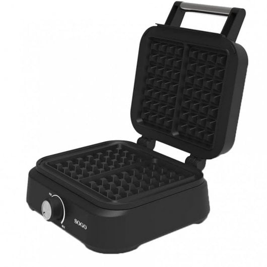 Piastra per waffle 1500W con termostato regolabile 2 cialde 17x10,5 cm e piastre antiaderenti Sogo