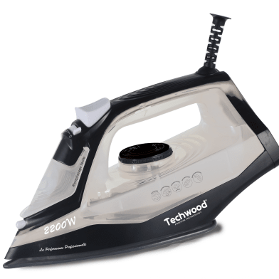 Techwood Ferro da Stiro a Vapore 2200W – Piastra Ceramica Anticalcare, Autopulente, Colpo di Vapore