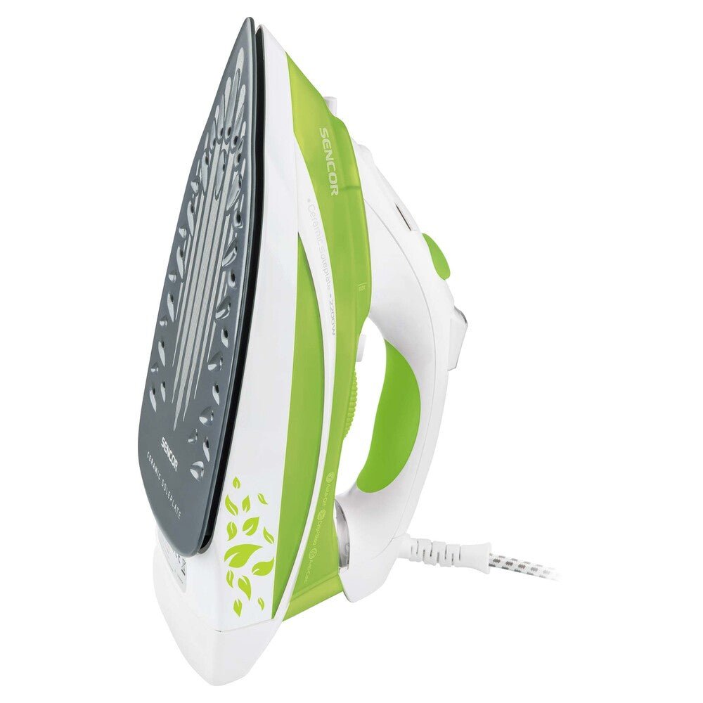Ferro da Stiro a Vapore 2200 W con Piastra in Ceramica Anticalcare Sencor Verde Bianco