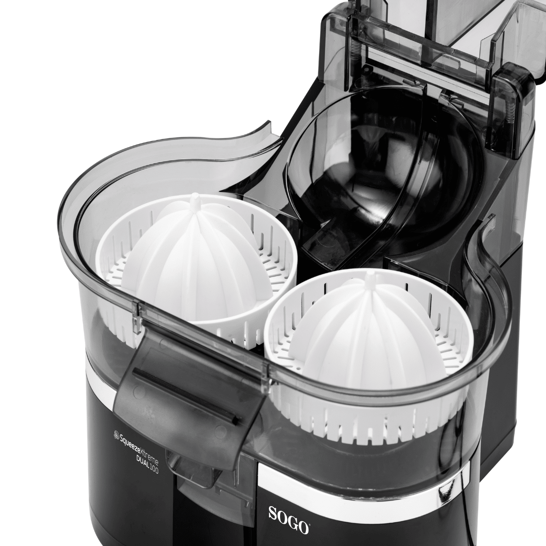 Spremiagrumi Doppio SOGO con Taglia Arance Integrato 120 RPM Coni Filtro Senza Polpa