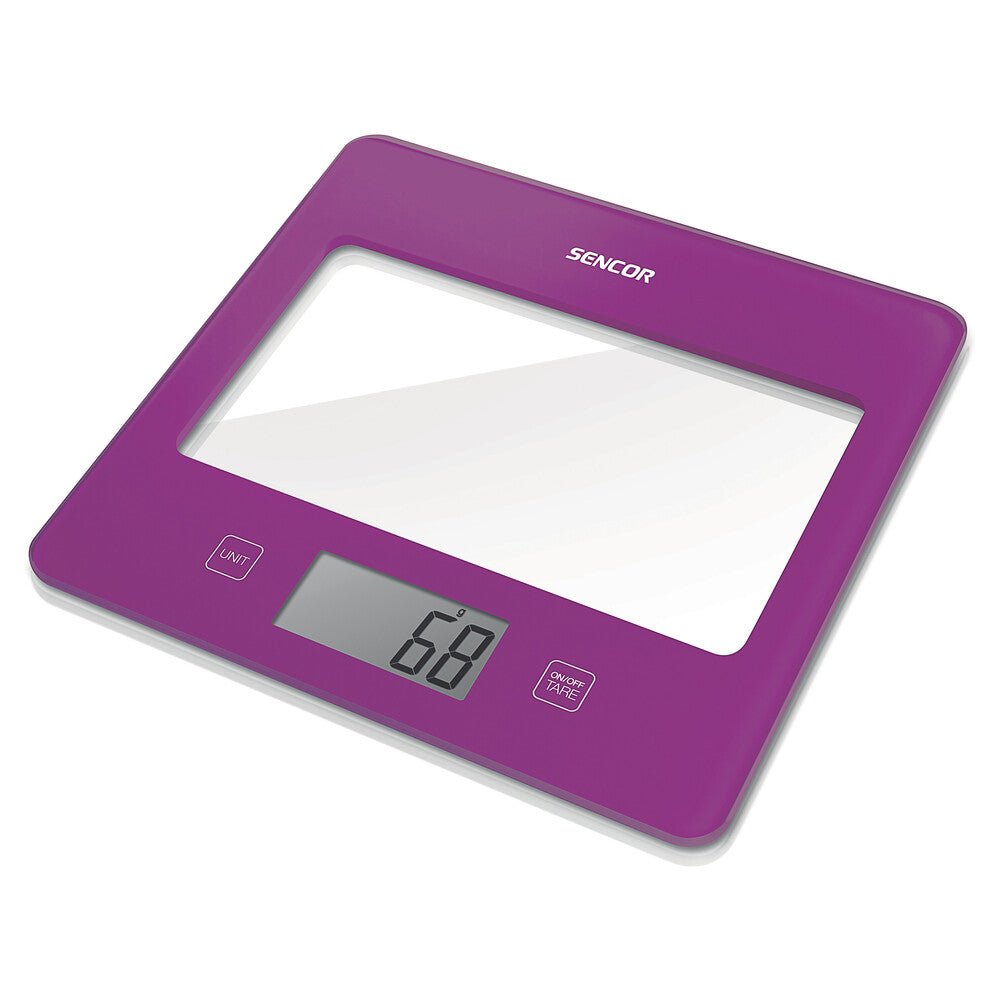 Bilancia da Cucina Digitale Touch in Vetro 5 Kg Precisione 1 g con Tara Sencor Viola