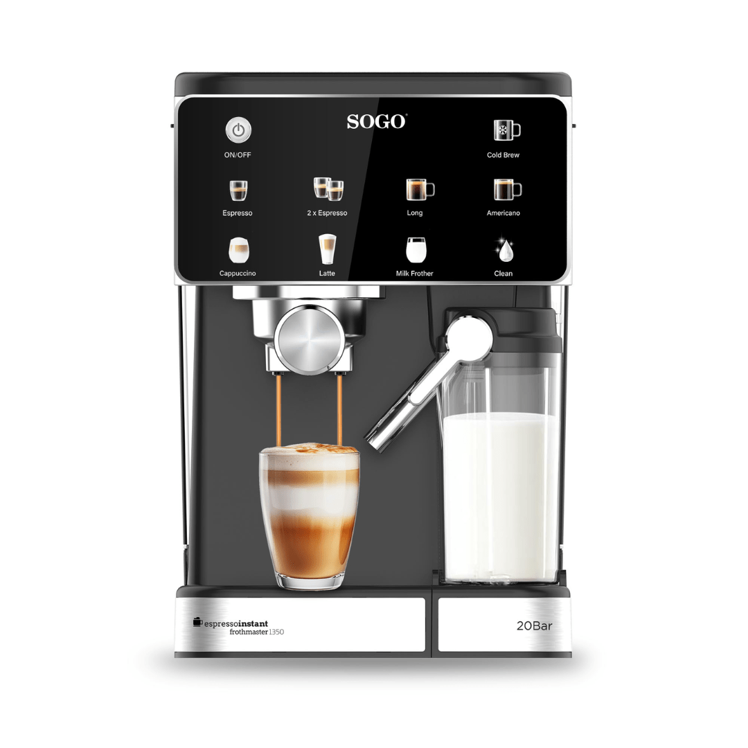 Macchina Caffè Espresso 4-in-1 con Schiumatore Latte e Pannello Touch