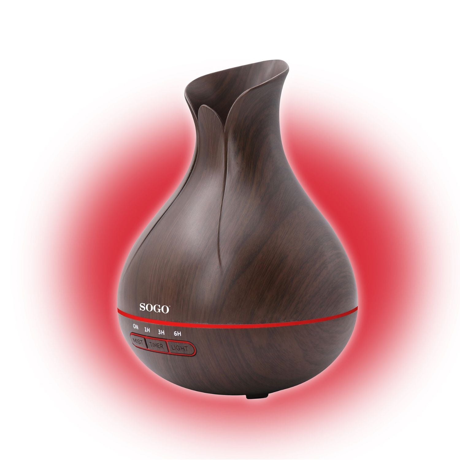 Diffusore di Aromi a Ultrasuoni e Umidificatore 400 ml con Timer 7 Luci LED Effetto Legno SOGO
