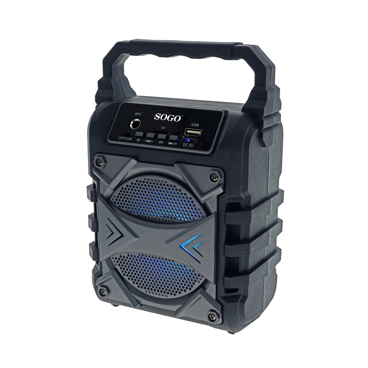 Cassa Bluetooth portatile SOGO, vista comandi