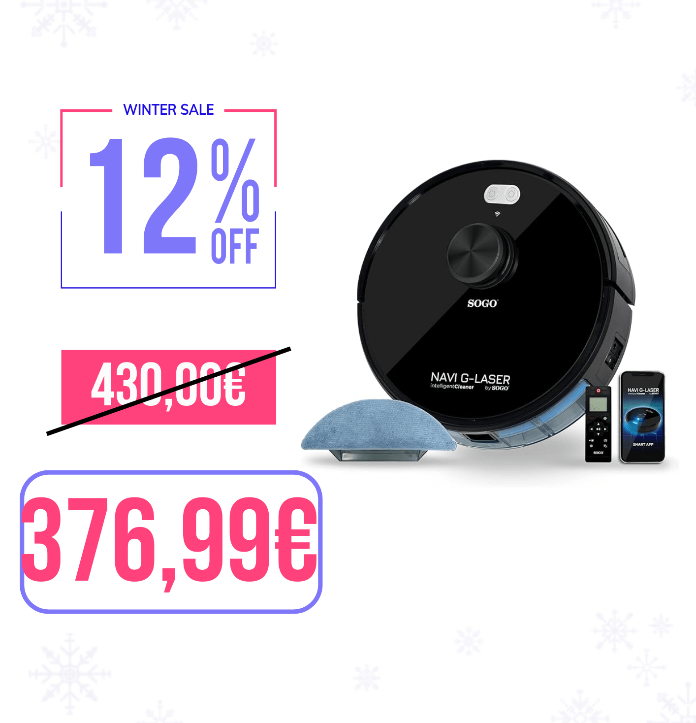 Robot Aspira & Lava pavimenti SOGO + accessori con Tecnologia LASER con mappatura e programmazione 7 giorni