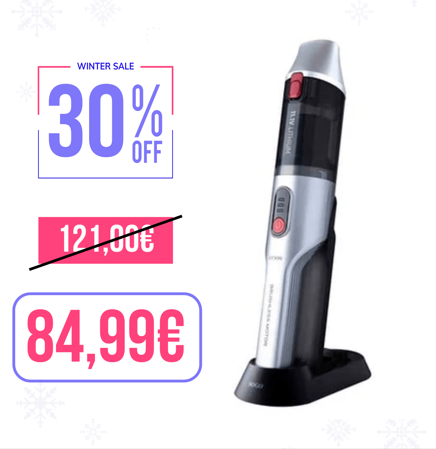 Aspirapolvere portatile ricaricabile a batteria senza cavo / fili a mano 2 velocità Sogo 90W