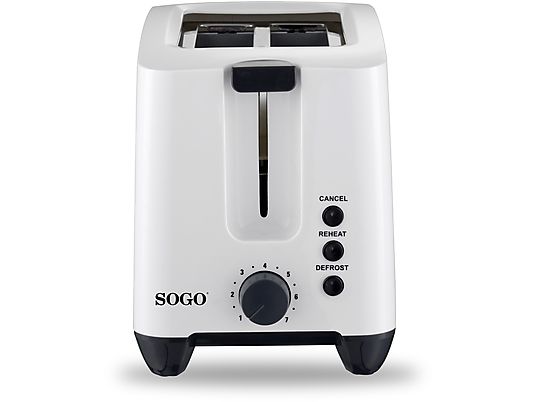 Tostapane SOGO 2 Fette 7 Livelli di Tostatura con Scongelamento Riscaldamento Centratura Automatica Pane