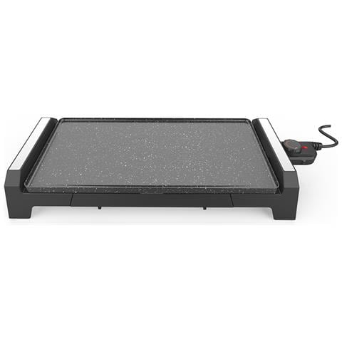 Piastra elettrica da tavolo 2200 W con rivestimento effetto pietra, termostato regolabile e vassoio raccogligrassi Sogo