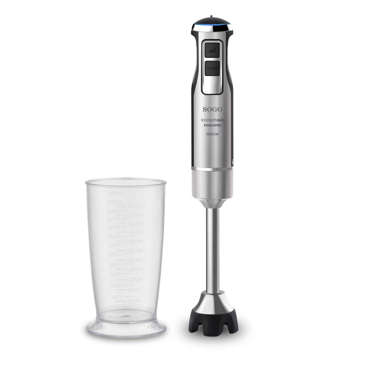 Frullatore a immersione 1000W con asta inox velocità variabile lame in titanio e bicchiere 600 ml Sogo