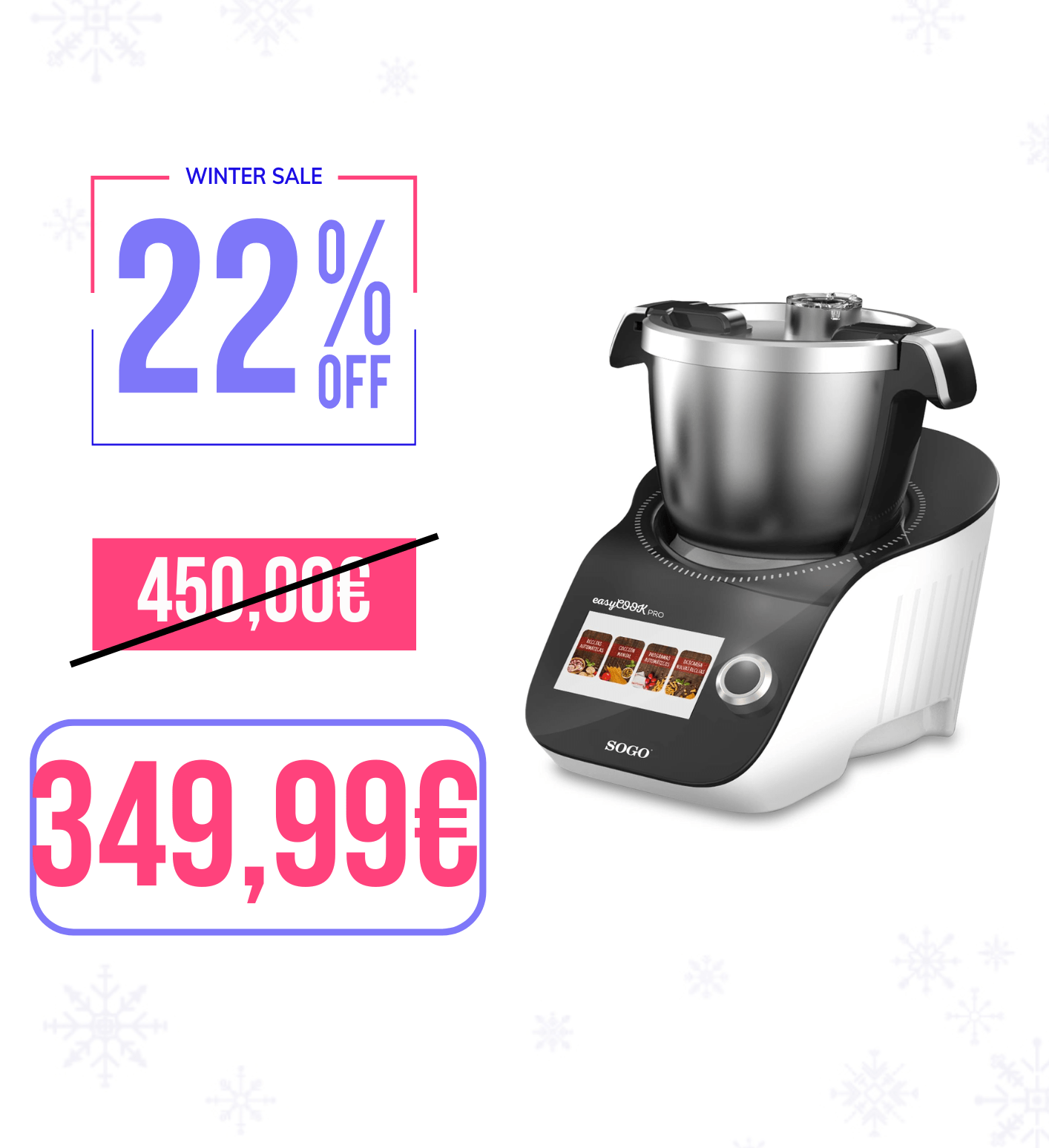 Robot da Cucina Touch-Screen motore da 600W + 1000W Riscaldamento+ WI-FI con ricette