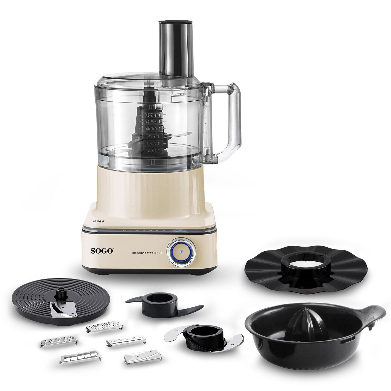 Robot da cucina multifunzione 2,3 L 1000W con display LED 6 velocità funzione Pulse e tritaghiaccio Sogo