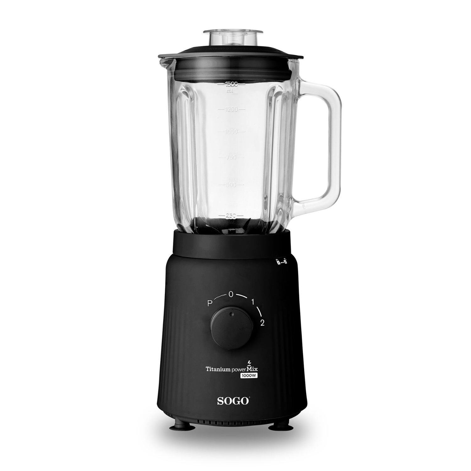 Frullatore a bicchiere 1,5 L 1000W con brocca in vetro lame rivestite in titanio e funzione tritaghiaccio Sogo