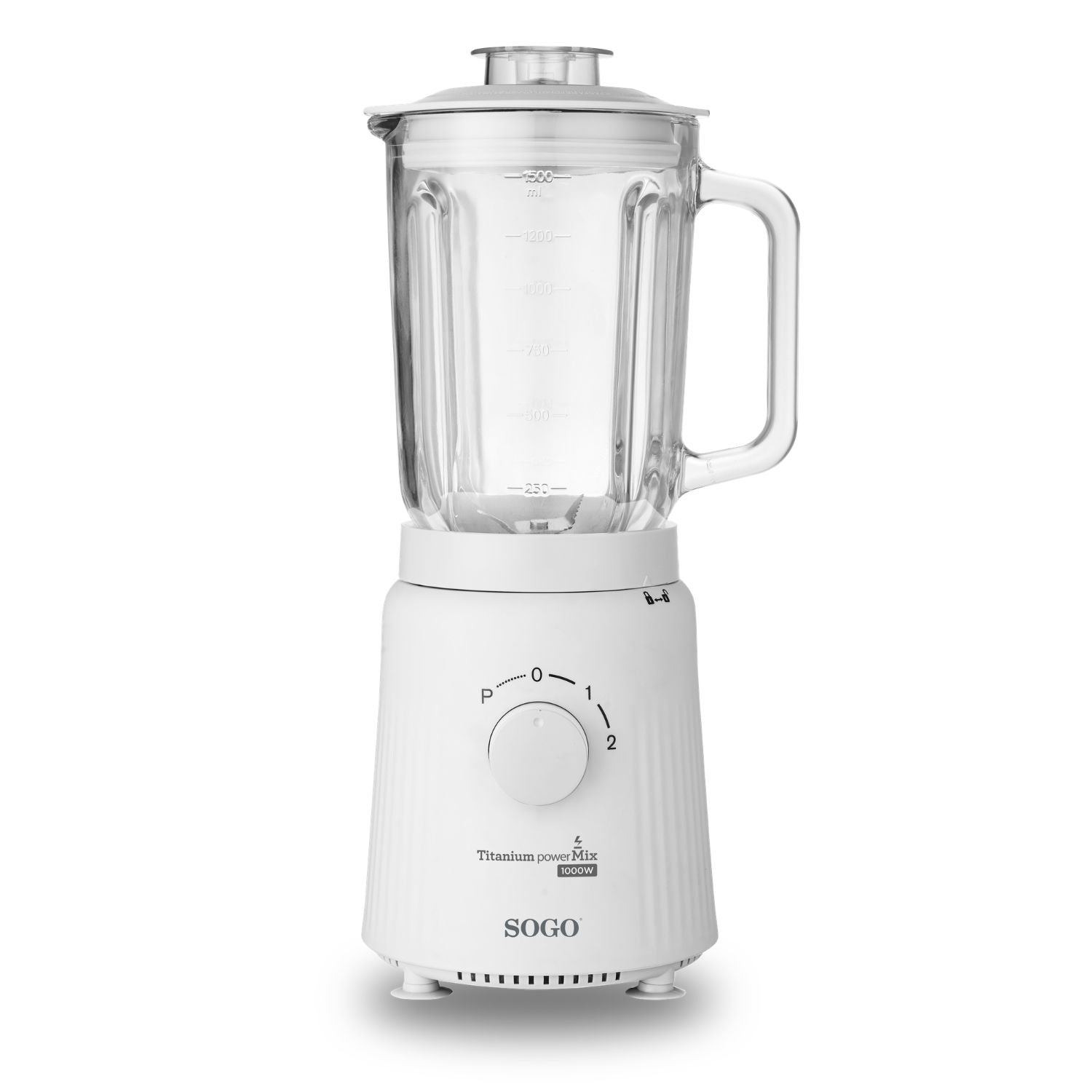 Frullatore a bicchiere 1,5 L 1000W con brocca in vetro lame in titanio 2 velocità e funzione tritaghiaccio Sogo