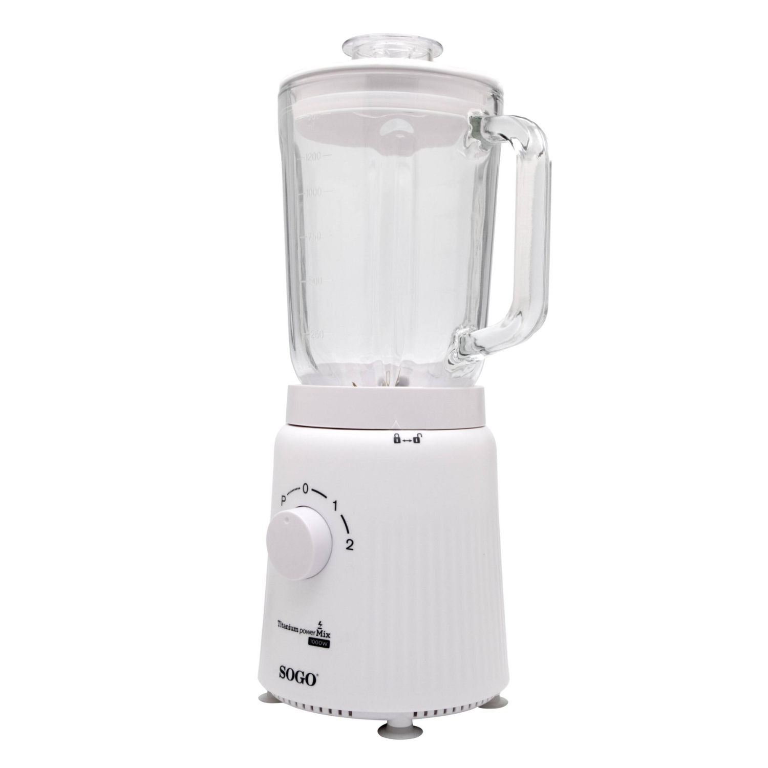 Frullatore a bicchiere 1,5 L 1000W con brocca in vetro lame in titanio 2 velocità e funzione tritaghiaccio Sogo