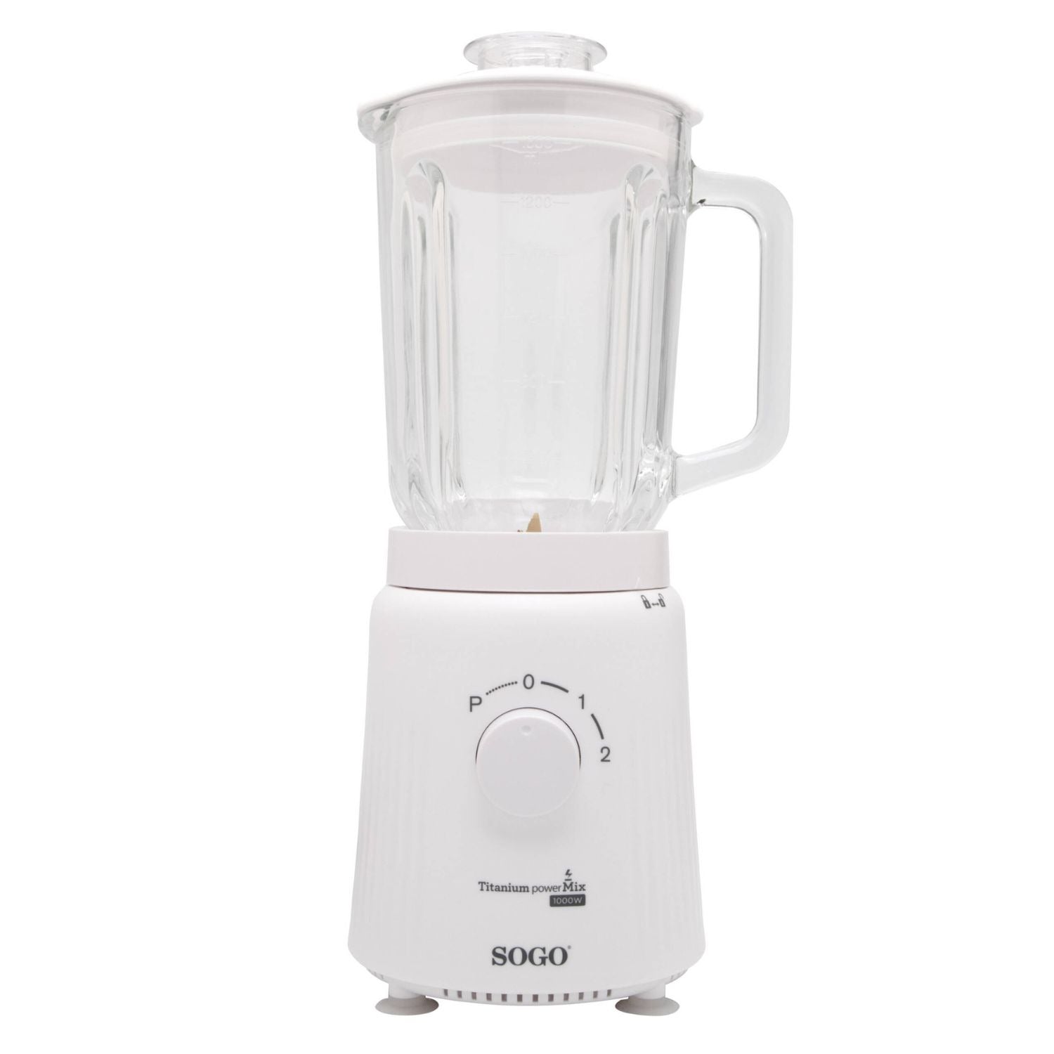 Frullatore a bicchiere 1,5 L 1000W con brocca in vetro lame in titanio 2 velocità e funzione tritaghiaccio Sogo