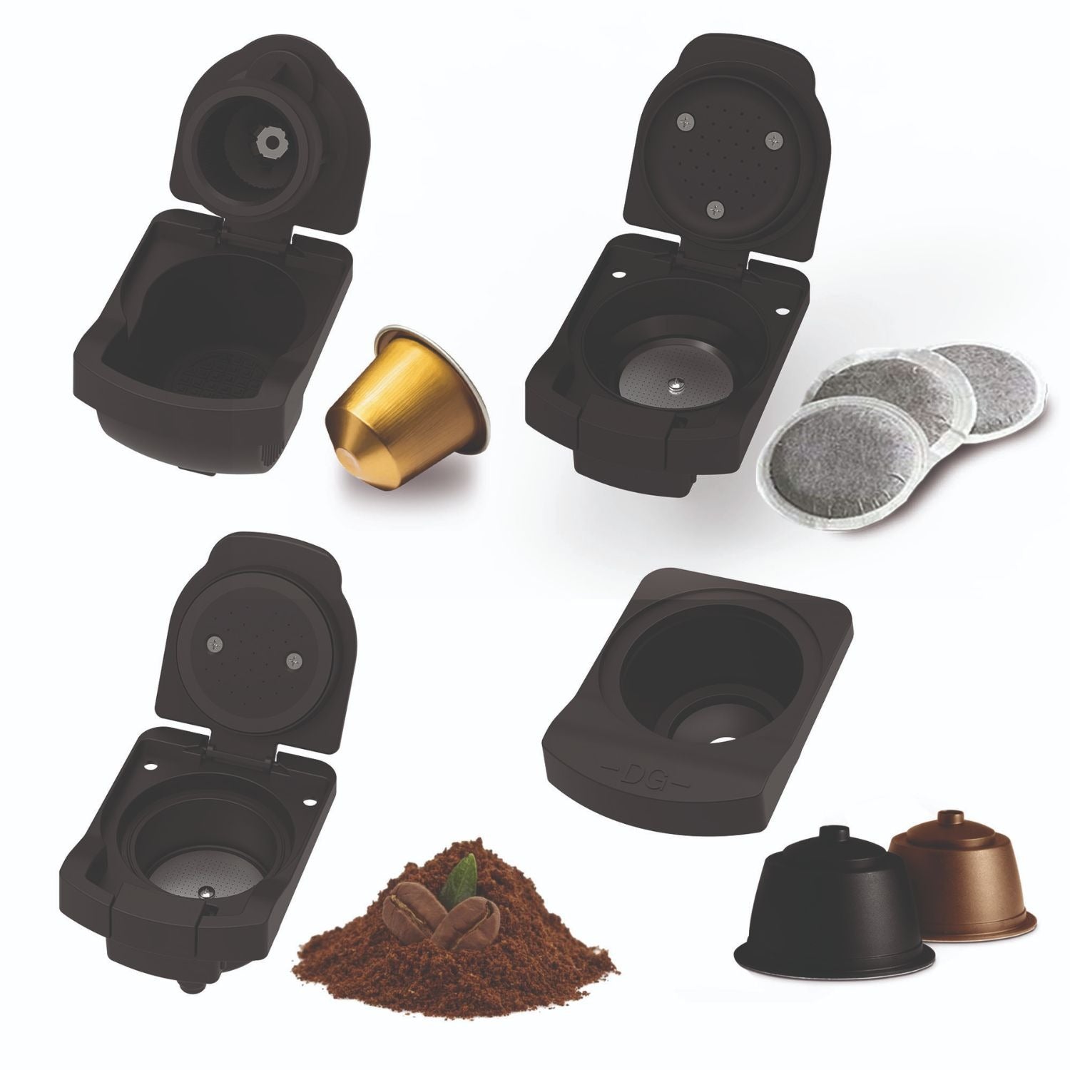 Macchina Caffè Multicapsula SOGO 4 in 1 20 Bar Capsule e Caffè Macinato Serbatoio 0,85L