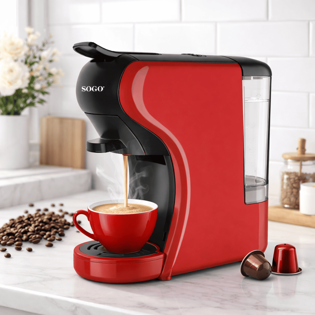 Macchina da Caffè Espresso Multicapsula 4 in 1 19 Bar 1450W 0,6L Compatta con Spegnimento Automatico