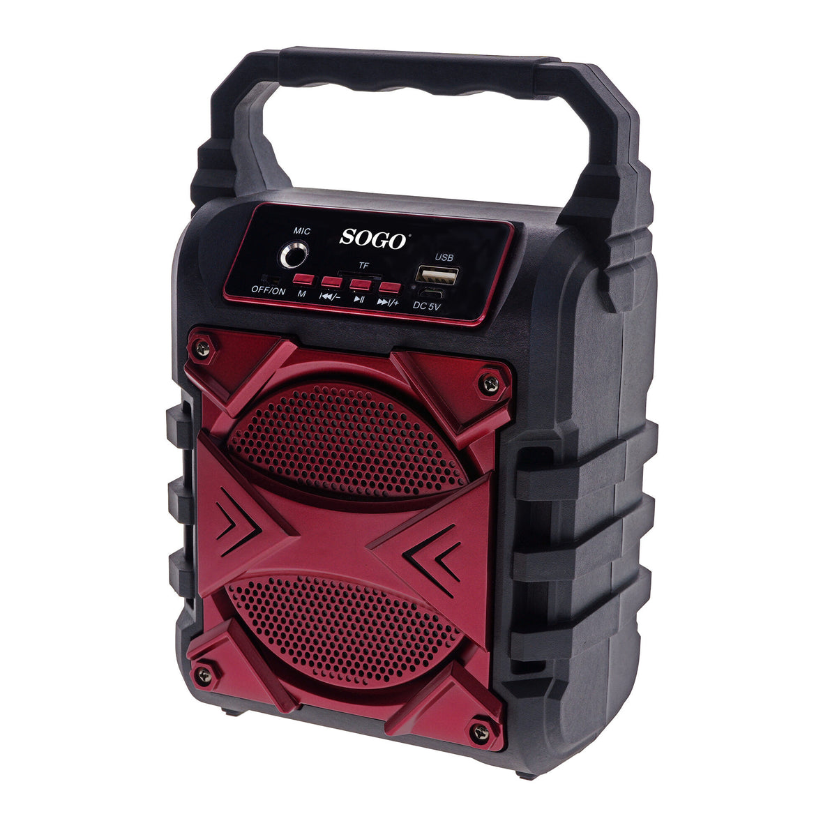 Altoparlante Bluetooth SOGO rosso con ingresso microfono