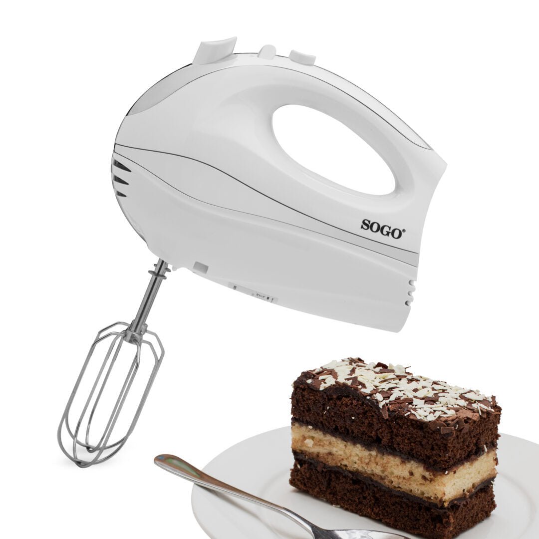 Sbattitore elettrico 300W 5 velocità con funzione Turbo fruste e ganci impastatori in acciaio inox Sogo