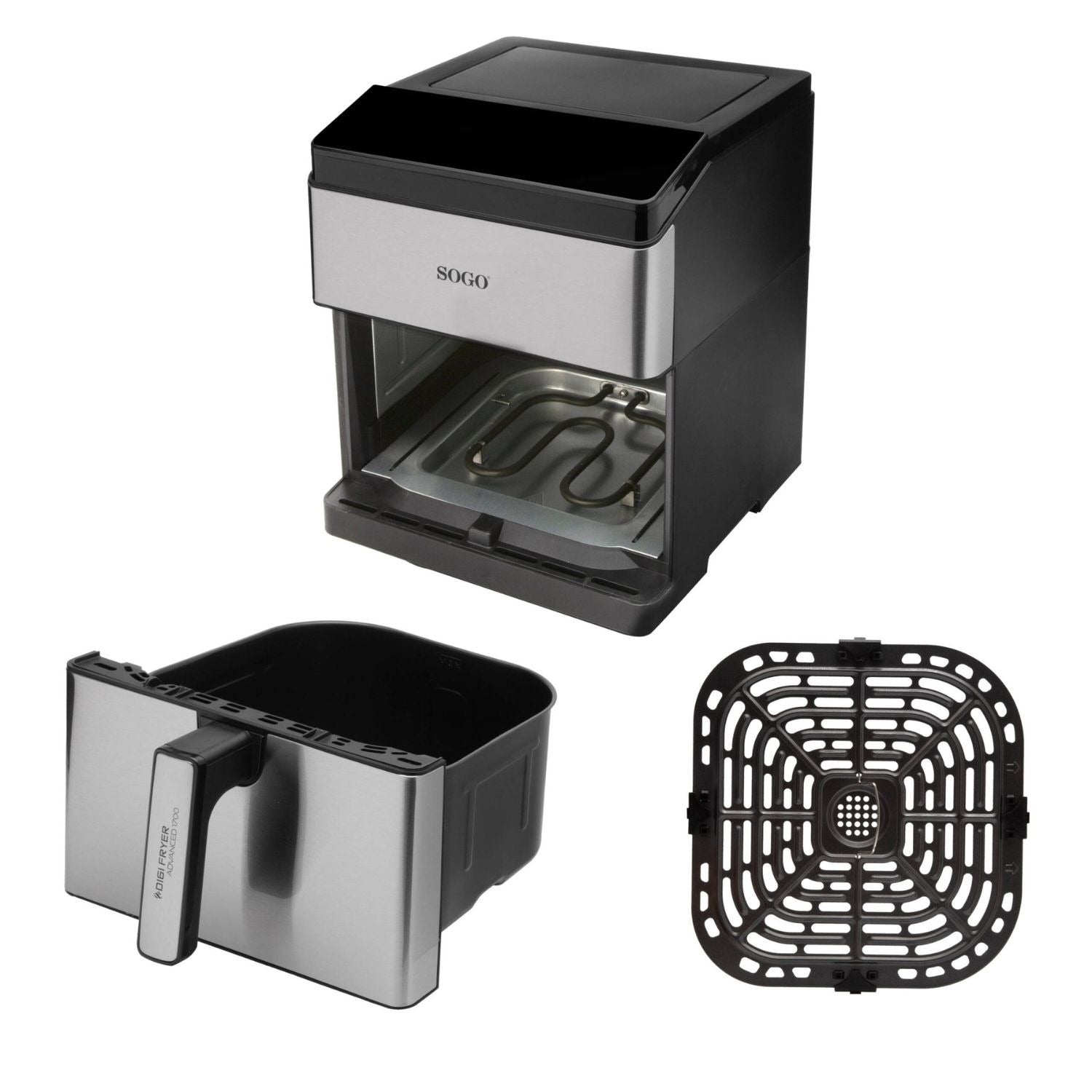 Friggitrice ad aria 8 L 1800W con display touch 12 programmi doppia resistenza e interno in metallo Sogo