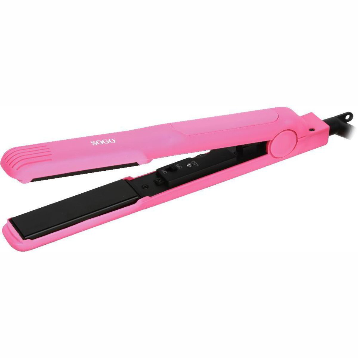 Piastra per capelli 30W rivestita in ceramica e tomalina rossa