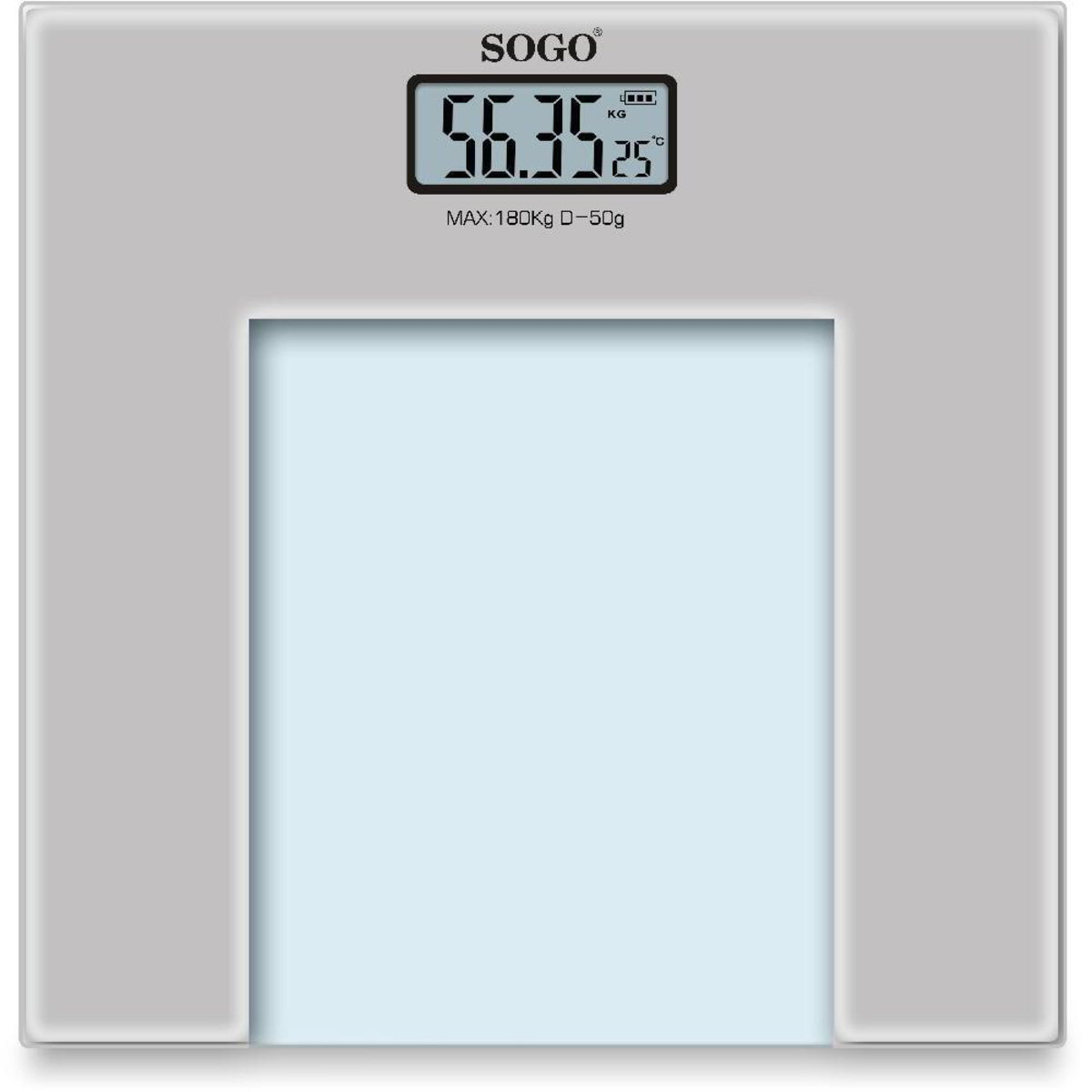 Bilancia pesapersone digitale 180 kg in vetro con display LCD e indicatore temperatura Sogo