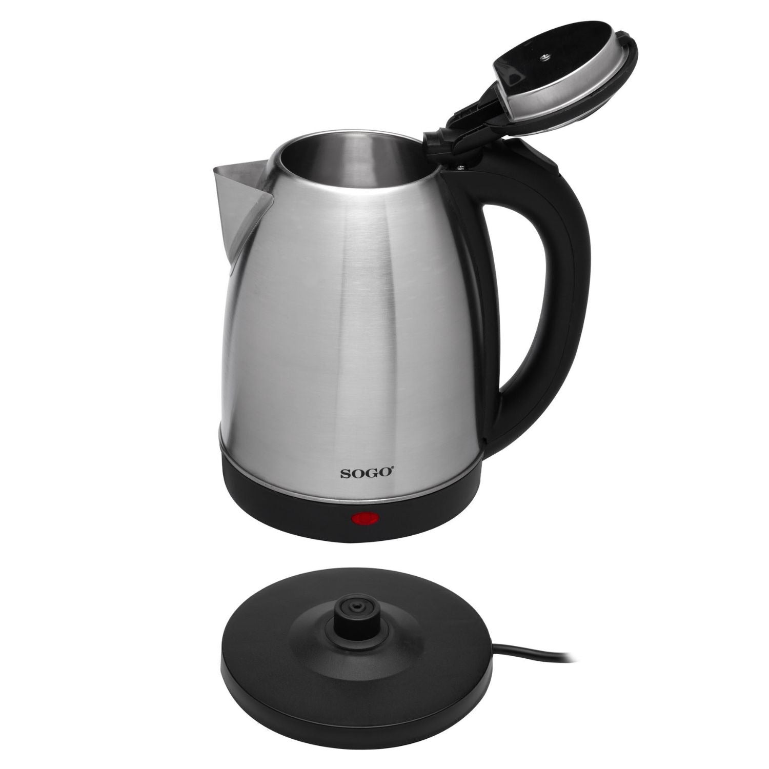 Bollitore elettrico inox 1,8 L 1500W senza fili con base 360° e spegnimento automatico Sogo