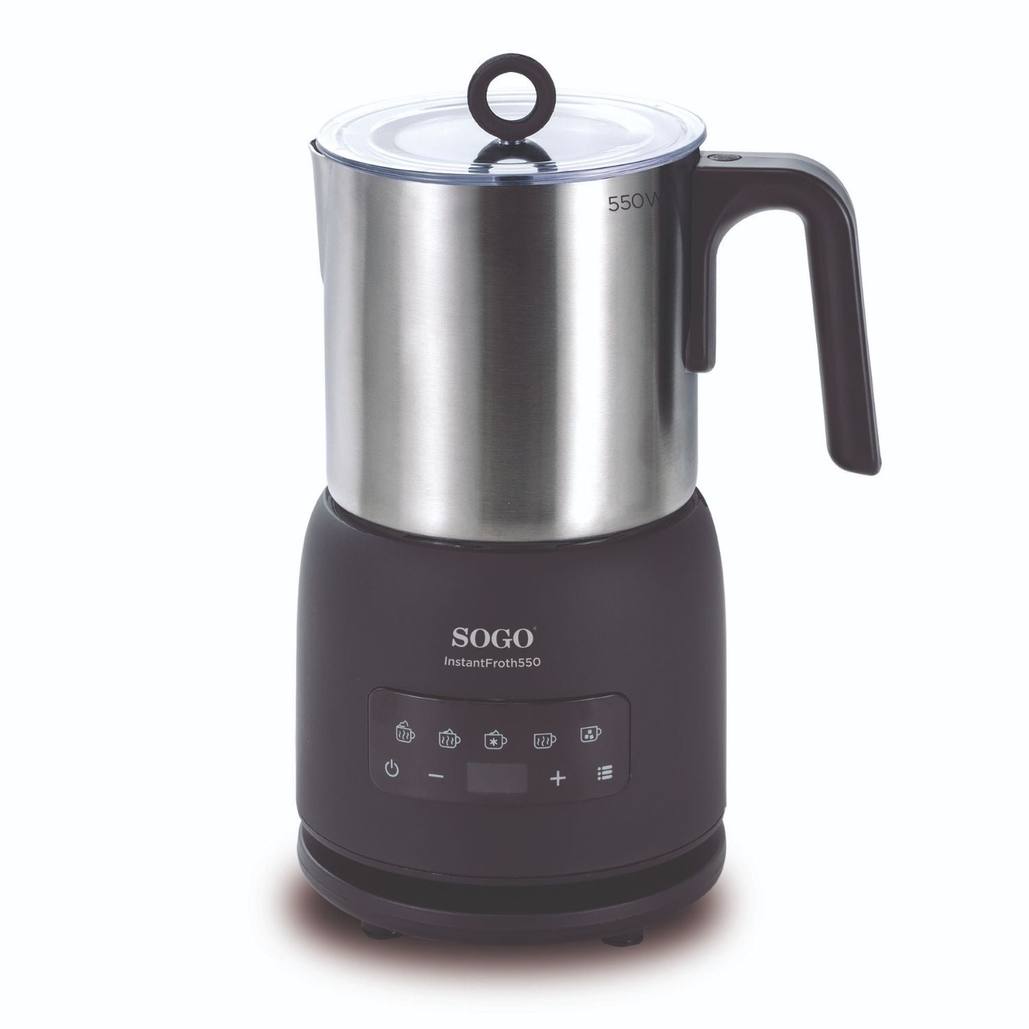 Montalatte elettrico e scaldalatte 5 in 1 550W con display touch caraffa inox e temperatura regolabile Sogo