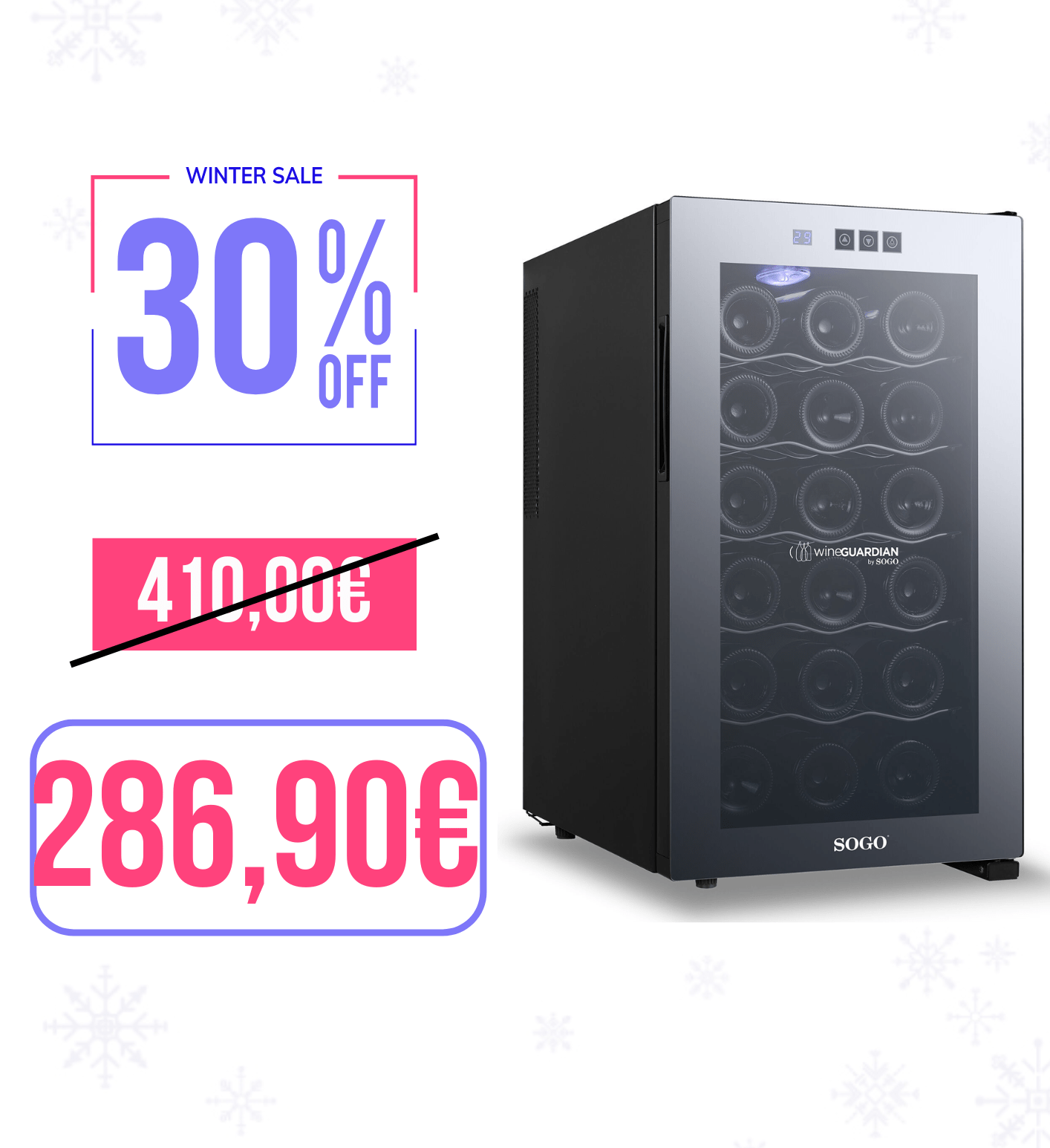 Cantinetta 18 bottiglie cantina Sogo 50W / 48L / R600A / controllo touch