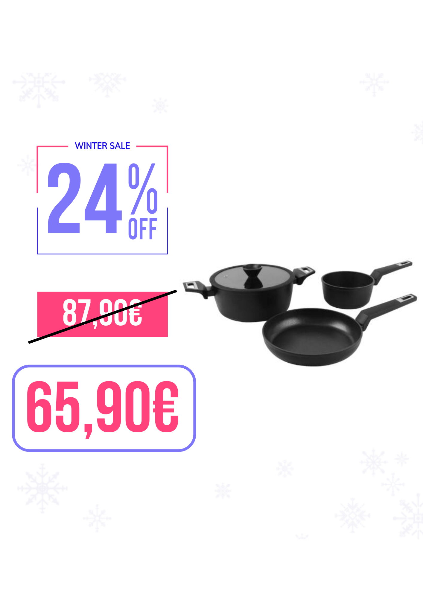 Set Pentola + Casseruola + Padella in Alluminio Forgiato 16+24+24cm