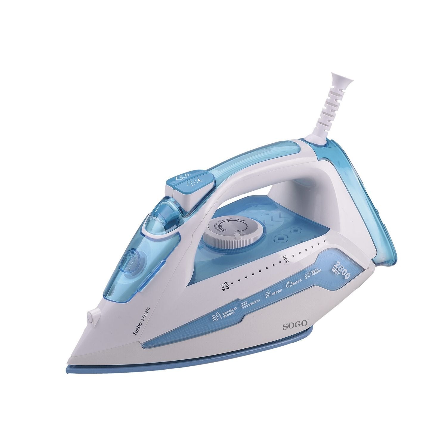Ferro da stiro a vapore 2400W con piastra in ceramica spray colpo vapore e vapore verticale Sogo