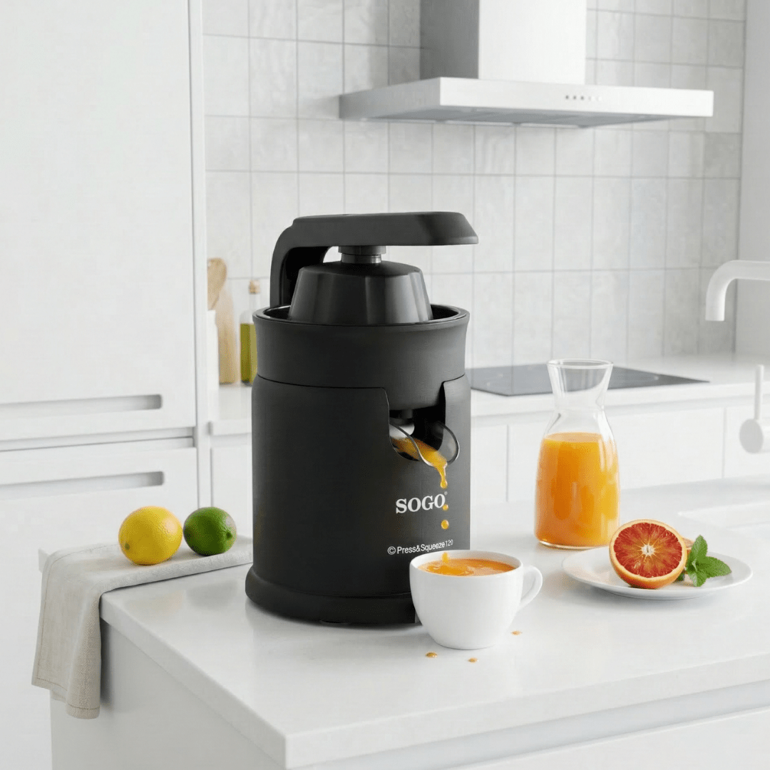 Spremiagrumi Elettrico con Leva per Arance e Limoni, 2 Coni, Sistema Antigoccia, Capacità 250 ml