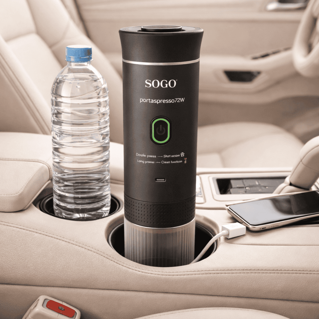 Macchina Caffè Portatile Ricaricabile 4 in 1 20 Bar Compatibile Capsule e Caffè Macinato, Estr. Calda/Fredda, Batteria 7500mAh, USB-C per Viaggio e Auto