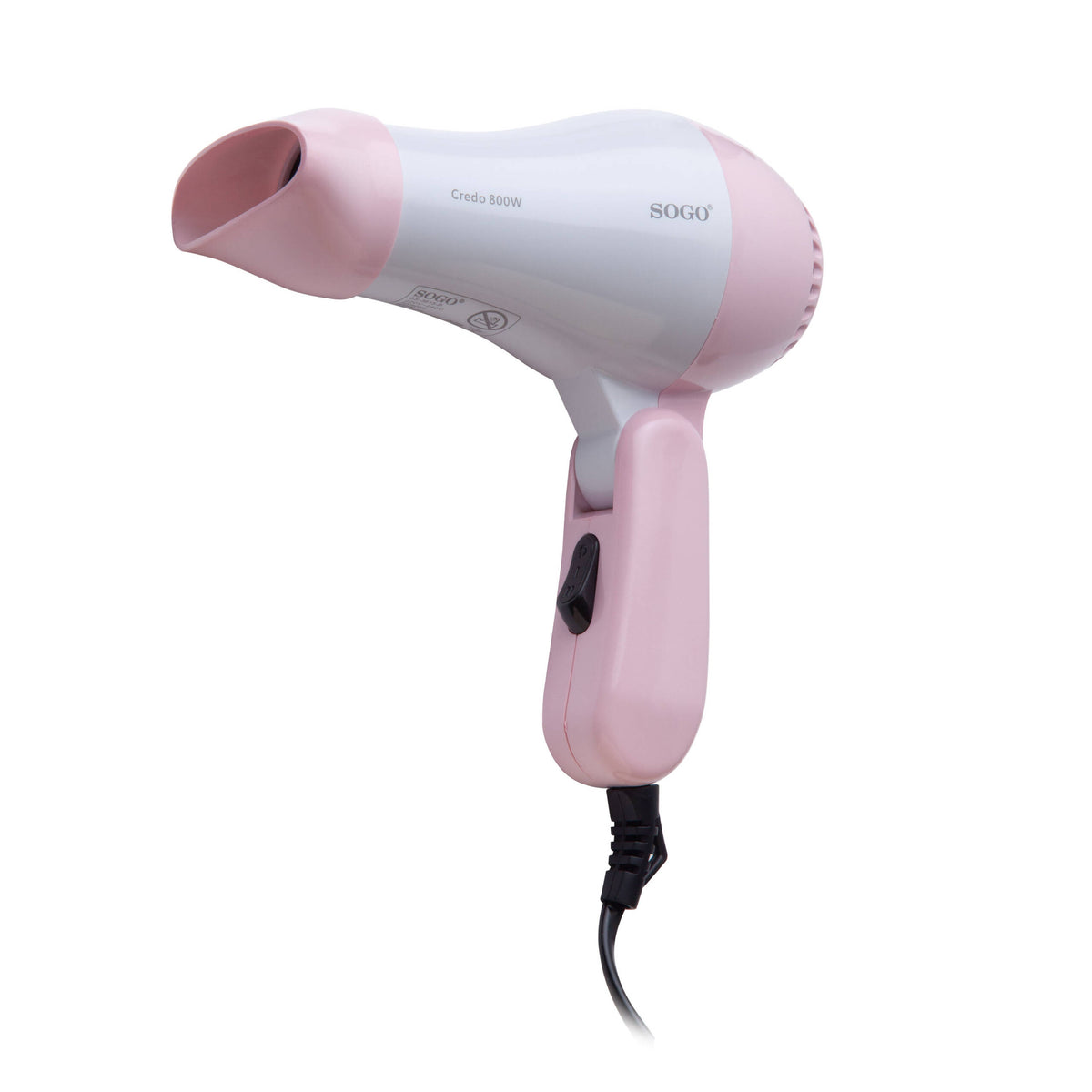Asciugacapelli da viaggio pieghevole SOGO 800W, colore bianco e rosa - immagine 5