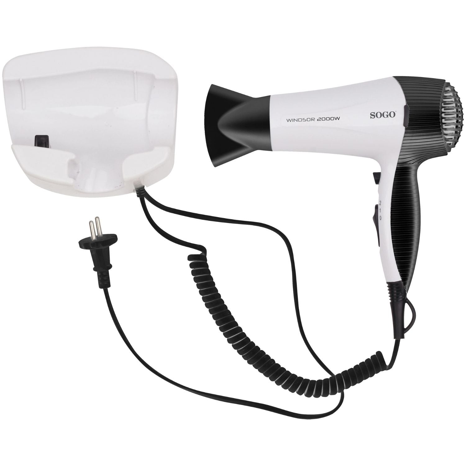 Asciugacapelli 2000W con motore DC 2 velocità getto aria fredda e concentratore Sogo