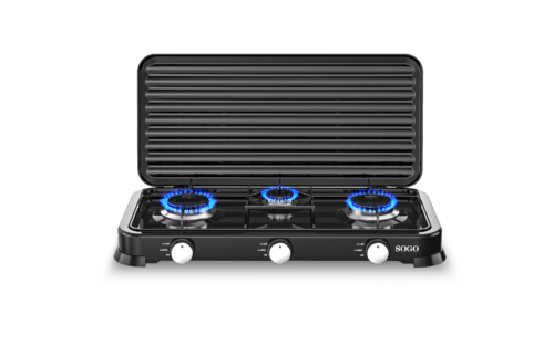 Fornello a gas 3 fuochi da esterno 5,4 kW con supporto pentole smaltato Sogo