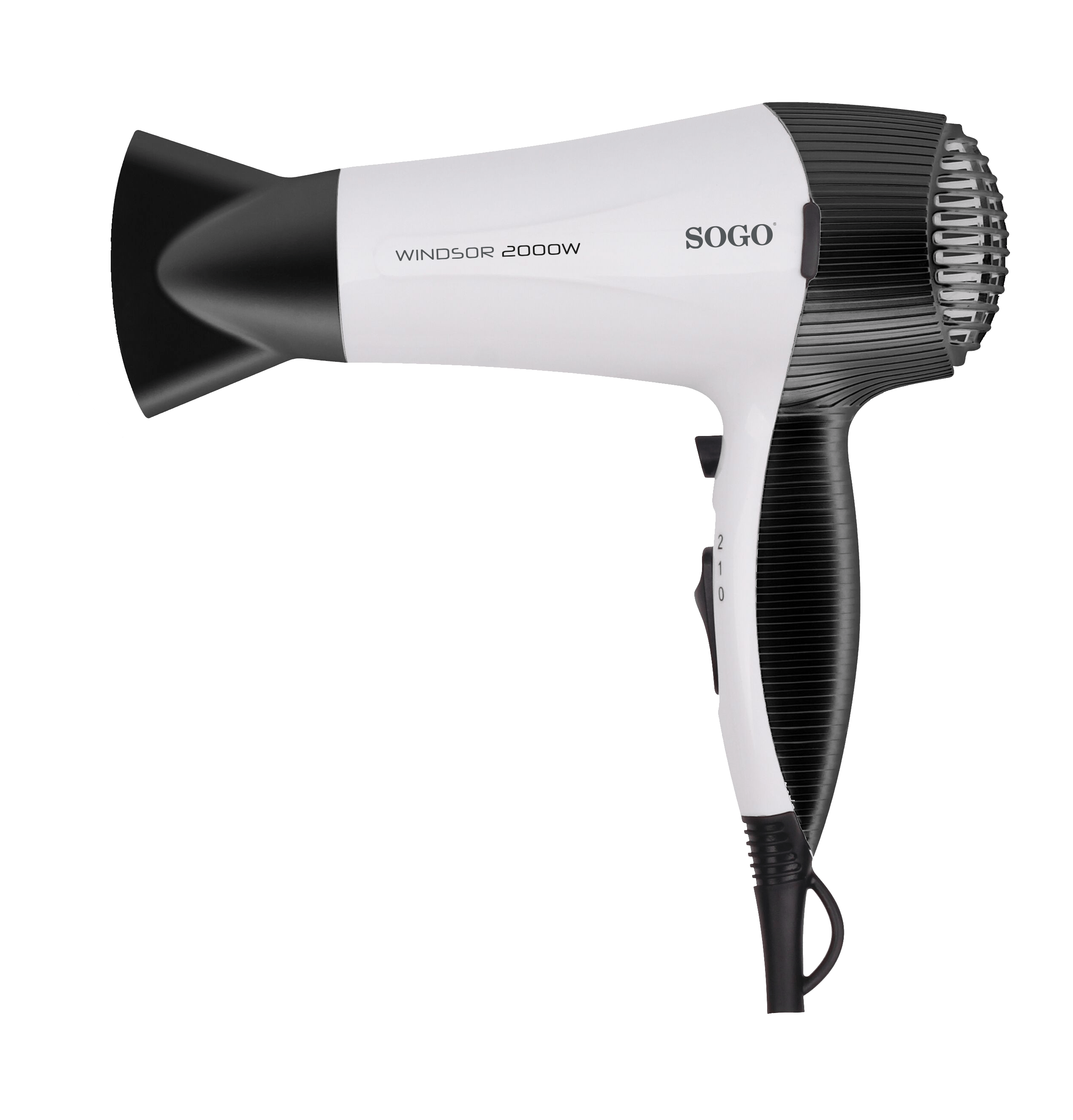 Asciugacapelli 2000W con motore DC 2 velocità getto aria fredda e concentratore Sogo