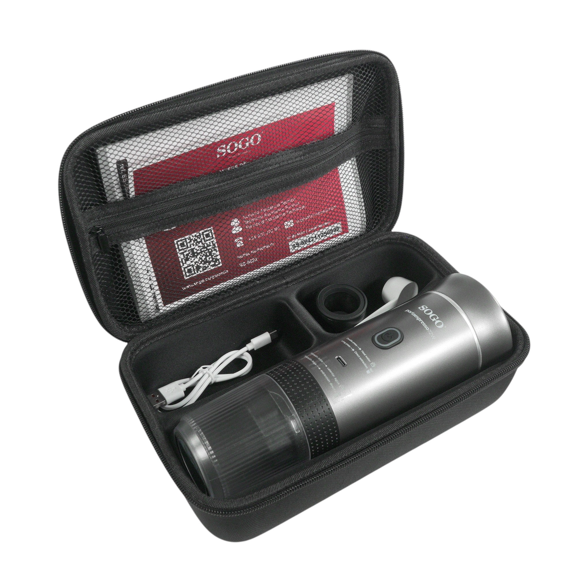 Macchina Caffè Portatile Ricaricabile 4 in 1- 20 Bar- Compatibile Capsule e Caffè Macinato, Estr. Calda/Fredda, Batteria 7500mAh, USB-C per Viaggio e Auto
