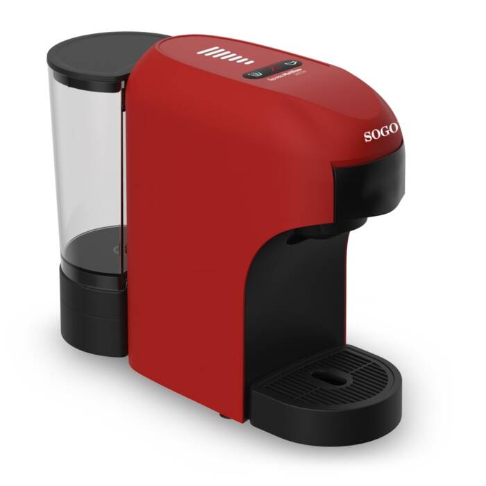 Macchina da Caffè 4 in 1 SOGO Rossa, 20 Bar, per Capsule, Cialde e Caffè Macinato