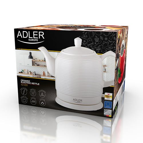 Bollitore Elettrico in Ceramica 1,2 Litri 1500W con Base Girevole e Spegnimento Automatico Adler