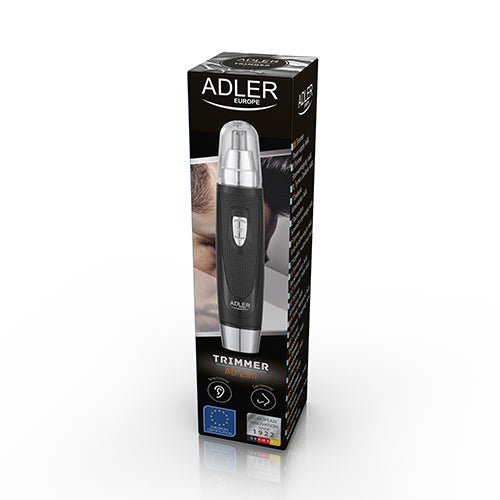 Tagliapeli Naso e Orecchie a Batteria AA con Lama in Acciaio Inox e Cappuccio Protettivo Adler