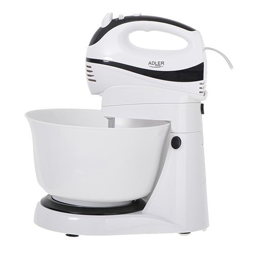 Sbattitore Elettrico 300W con Ciotola Rotante 3,4 Litri 5 Velocità Turbo e Fruste Inox Adler