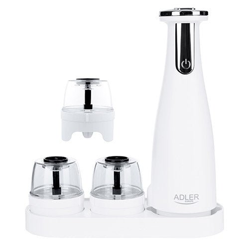 Set Macina Sale e Pepe Elettrico USB 3 in 1 con Macine in Ceramica e Regolazione della Granulometria Adler