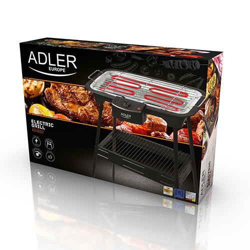 Barbecue Elettrico con Supporto da Giardino 2400W e Termostato Regolabile Adler