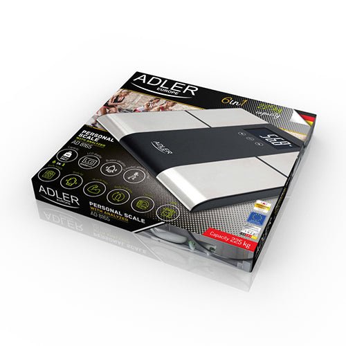 Bilancia Pesapersone Impedenziometrica 225 Kg con Analisi Massa Grassa, Idratazione e BMI Adler