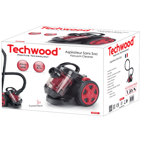 Techwood Aspirapolvere a Traino Ciclonico Senza Sacco 700W – Filtro HEPA, Serbatoio 2 Litri