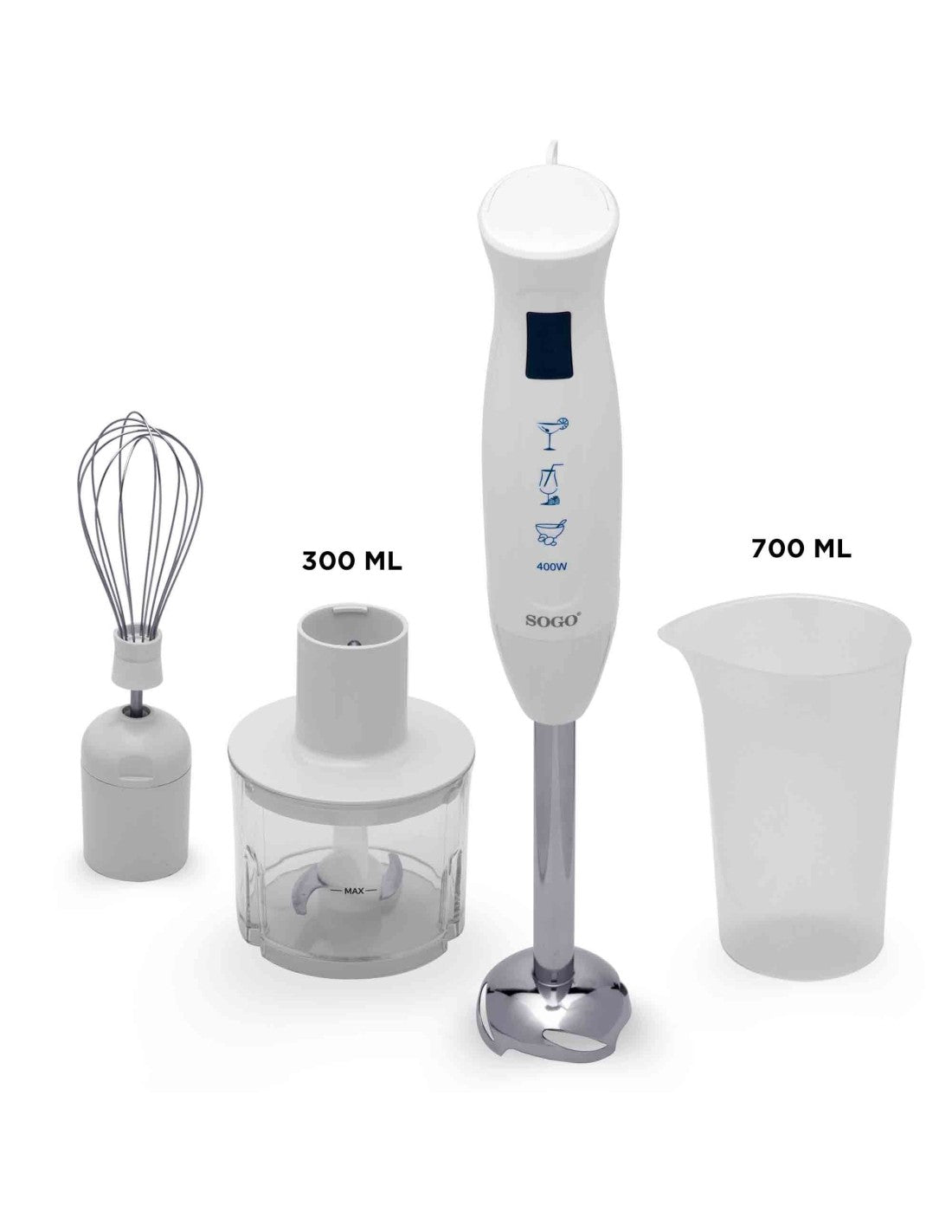 Frullatore a immersione SOGO 400W con tritatutto e frusta - immagine 7