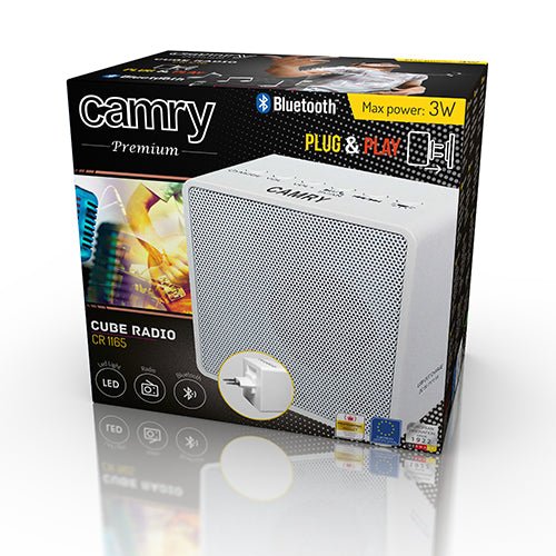 Radio Bluetooth Portatile FM con Luce LED, Batteria Ricaricabile e Caricatore USB Camry