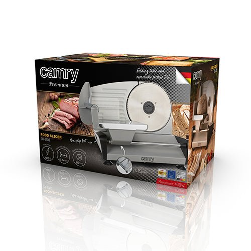 Camry Affettatrice Elettrica 19 cm – Lama in Acciaio Inox, Taglio Regolabile 0-15 mm
